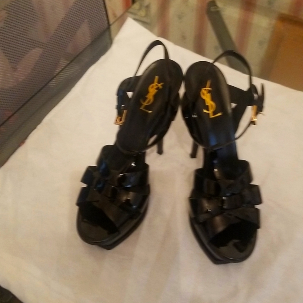 YSL TRIBUTE black heeled sandals
